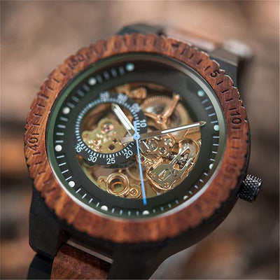 How do I wind my automatic wood watch?